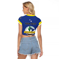 Personalised Curacao Raglan Cropped T Shirt Pais Korsou Coat of Arms