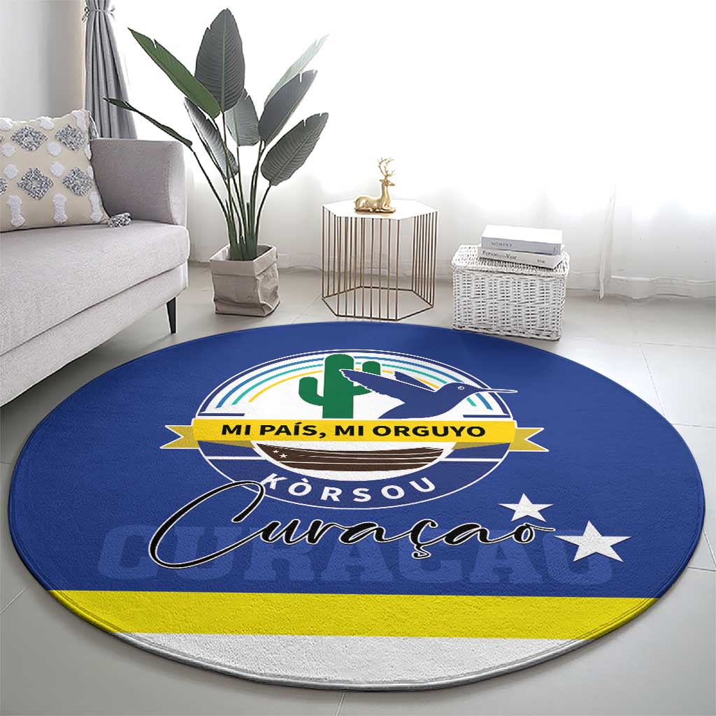 Curacao Round Carpet Pais Korsou Coat of Arms