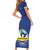 Personalised Curacao Short Sleeve Bodycon Dress Pais Korsou Coat of Arms