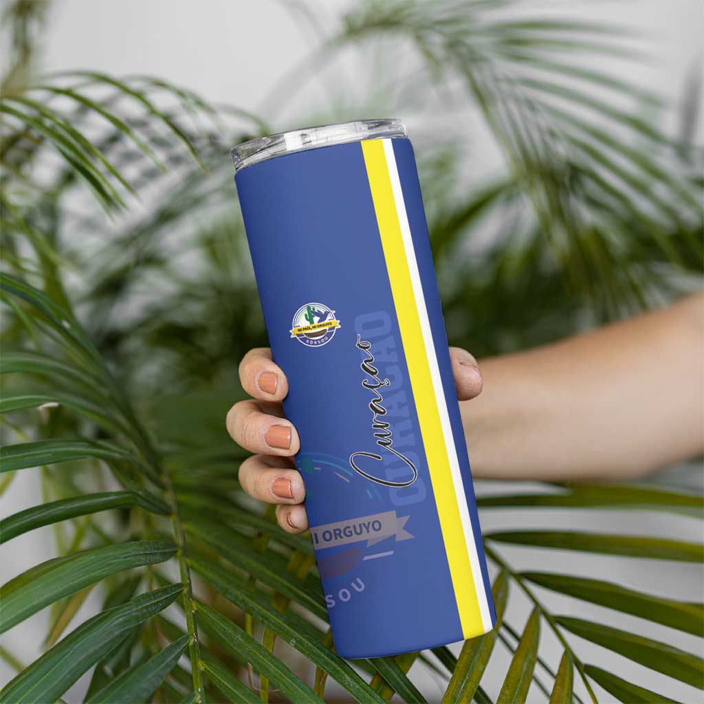 Personalised Curacao Skinny Tumbler Pais Korsou Coat of Arms