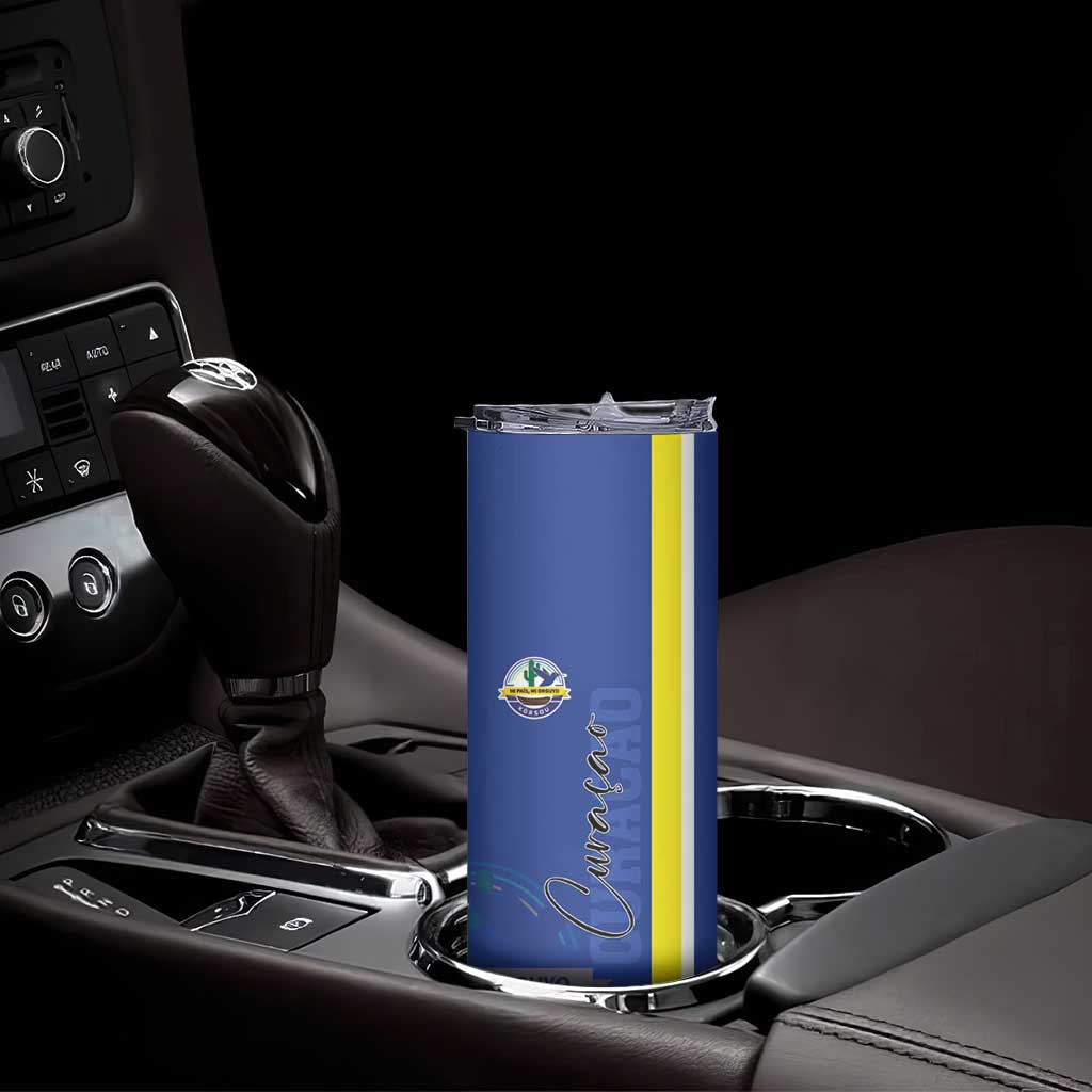 Personalised Curacao Skinny Tumbler Pais Korsou Coat of Arms