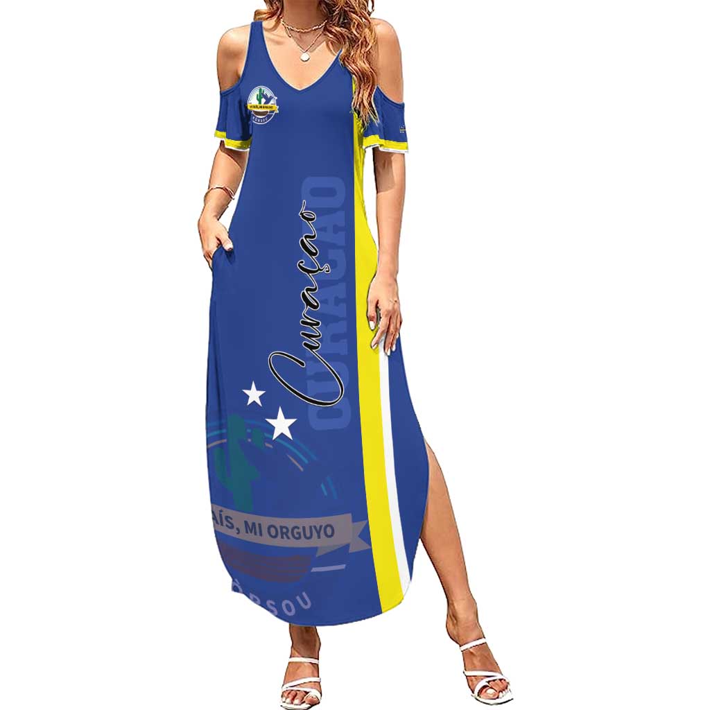 Personalised Curacao Summer Maxi Dress Pais Korsou Coat of Arms