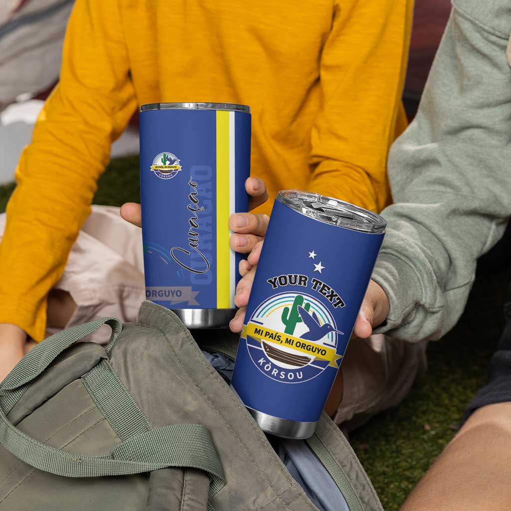 Personalised Curacao Tumbler Cup Pais Korsou Coat of Arms