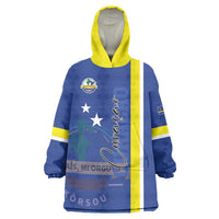 Personalised Curacao Wearable Blanket Hoodie Pais Korsou Coat of Arms