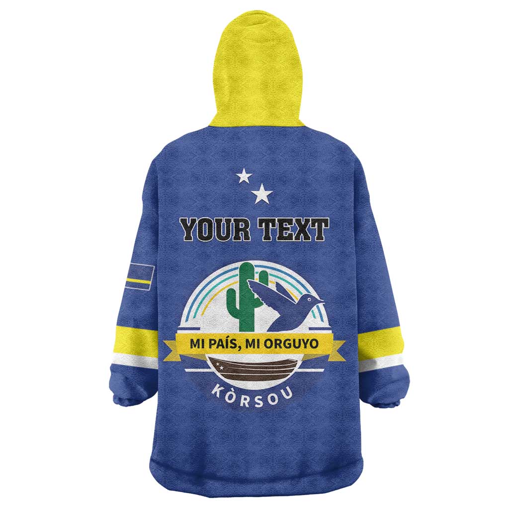 Personalised Curacao Wearable Blanket Hoodie Pais Korsou Coat of Arms