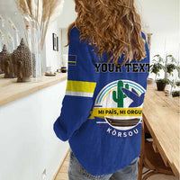Personalised Curacao Women Casual Shirt Pais Korsou Coat of Arms