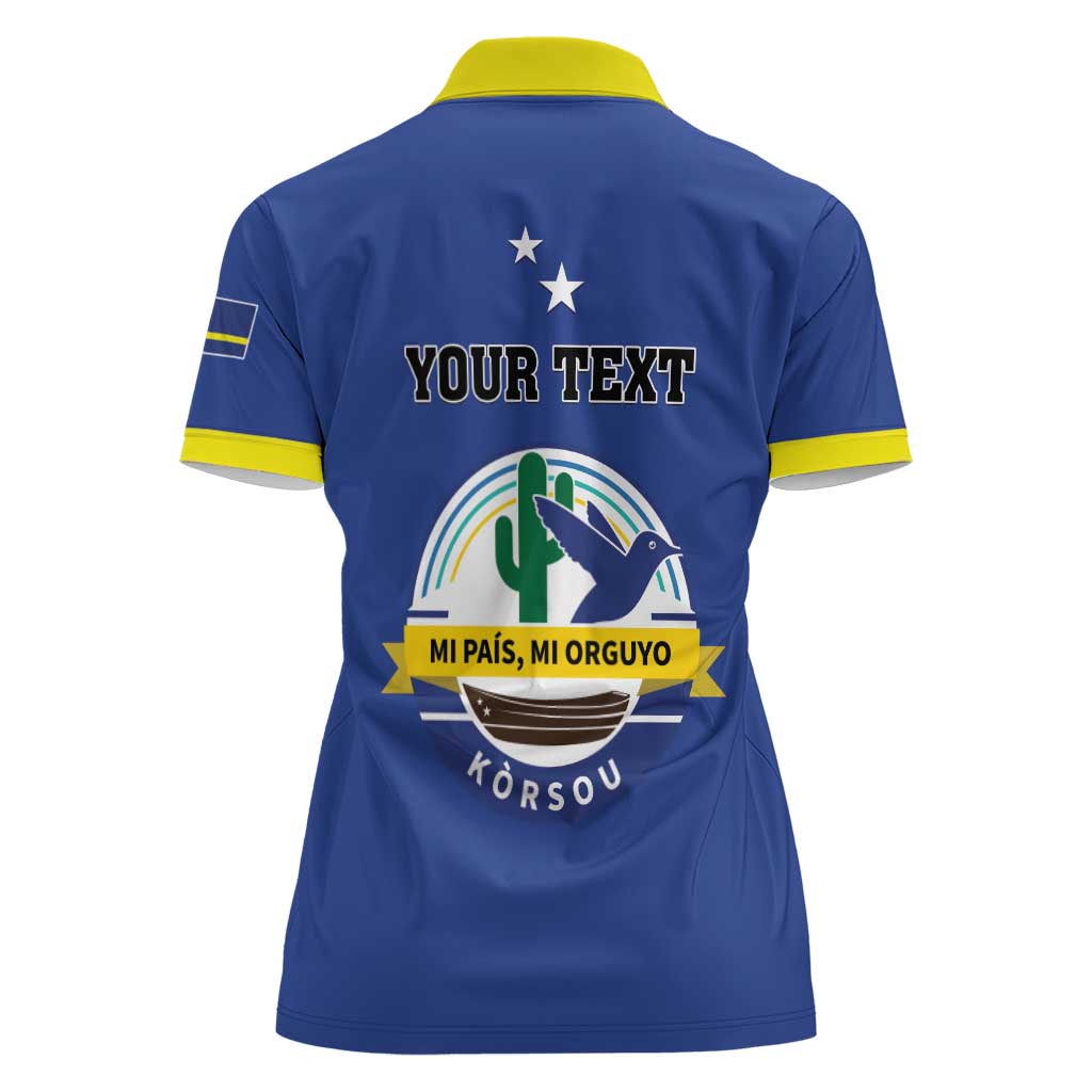 Personalised Curacao Women Polo Shirt Pais Korsou Coat of Arms