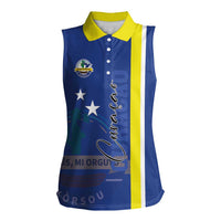 Personalised Curacao Women Sleeveless Polo Shirt Pais Korsou Coat of Arms