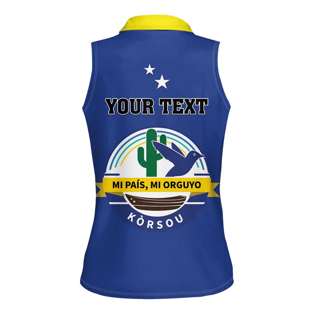 Personalised Curacao Women Sleeveless Polo Shirt Pais Korsou Coat of Arms
