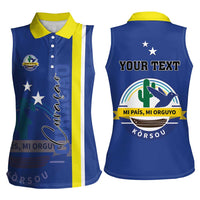 Personalised Curacao Women Sleeveless Polo Shirt Pais Korsou Coat of Arms