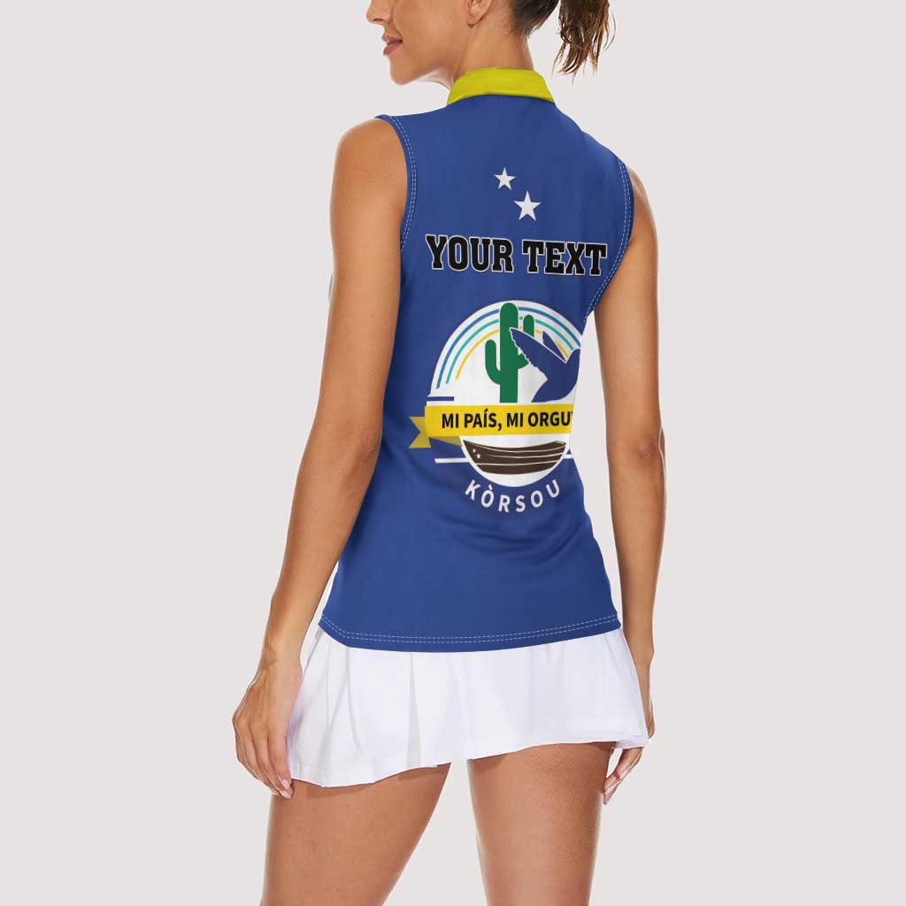 Personalised Curacao Women Sleeveless Polo Shirt Pais Korsou Coat of Arms