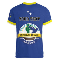 Personalised Curacao Women V-Neck T-Shirt Pais Korsou Coat of Arms