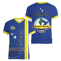 Personalised Curacao Women V-Neck T-Shirt Pais Korsou Coat of Arms