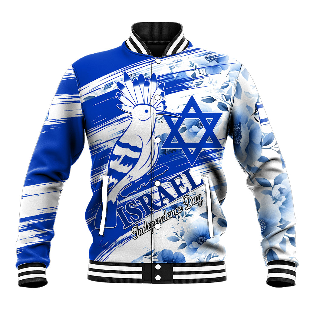 Israel Independence Day Baseball Jacket Hoopoe Bird With Magen David - Wonder Print Shop
