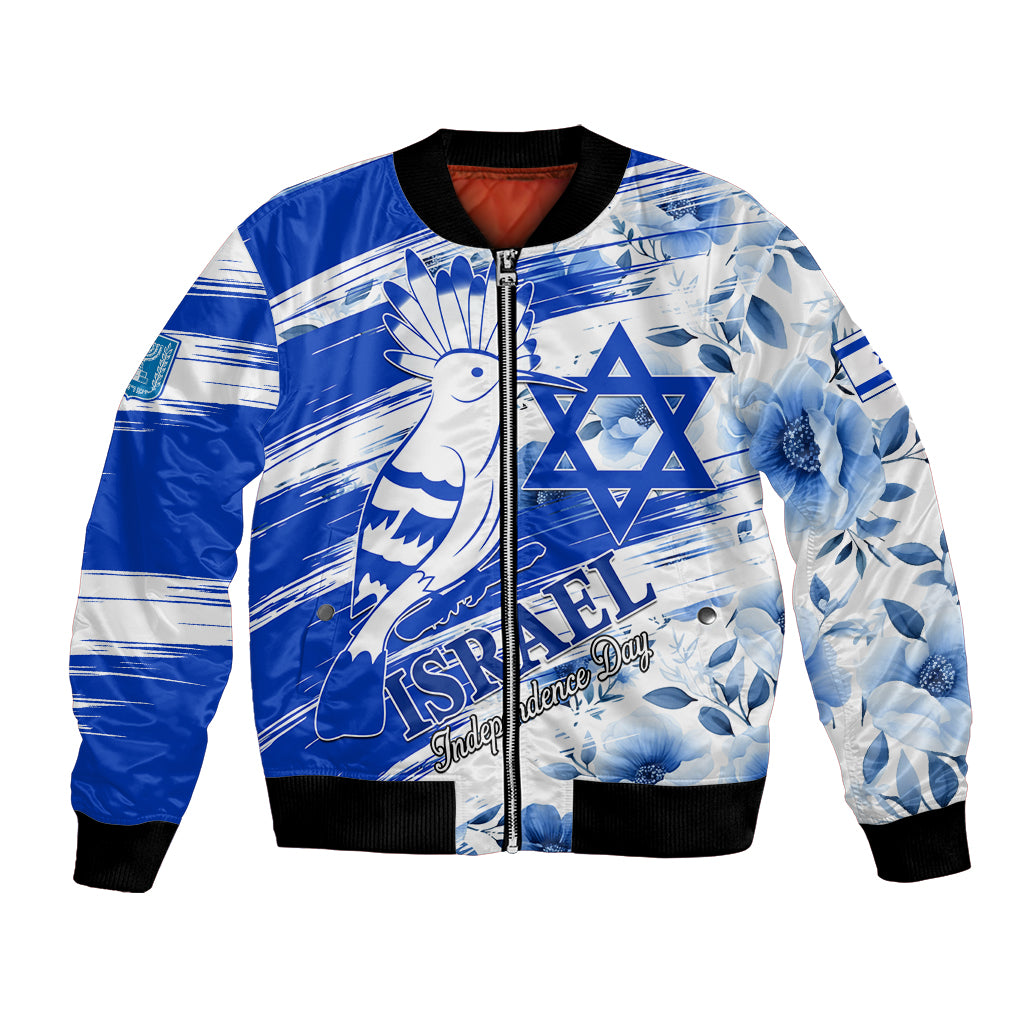 Israel Independence Day Bomber Jacket Hoopoe Bird With Magen David - Wonder Print Shop