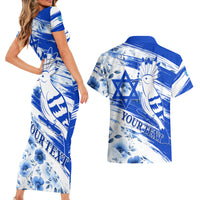 Israel Independence Day Couples Matching Short Sleeve Bodycon Dress and Hawaiian Shirt Hoopoe Bird With Magen David - Wonder Print Shop