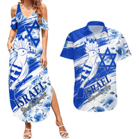 Israel Independence Day Couples Matching Summer Maxi Dress and Hawaiian Shirt Hoopoe Bird With Magen David - Wonder Print Shop