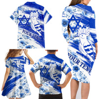 Israel Independence Day Family Matching Long Sleeve Bodycon Dress and Hawaiian Shirt Hoopoe Bird With Magen David - Wonder Print Shop