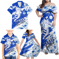 Israel Independence Day Family Matching Off Shoulder Maxi Dress and Hawaiian Shirt Hoopoe Bird With Magen David - Wonder Print Shop