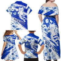 Israel Independence Day Family Matching Off Shoulder Maxi Dress and Hawaiian Shirt Hoopoe Bird With Magen David - Wonder Print Shop
