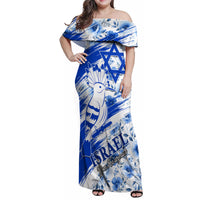 Israel Independence Day Family Matching Off Shoulder Maxi Dress and Hawaiian Shirt Hoopoe Bird With Magen David - Wonder Print Shop