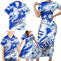 Israel Independence Day Family Matching Short Sleeve Bodycon Dress and Hawaiian Shirt Hoopoe Bird With Magen David - Wonder Print Shop