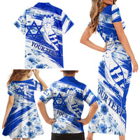 Israel Independence Day Family Matching Short Sleeve Bodycon Dress and Hawaiian Shirt Hoopoe Bird With Magen David - Wonder Print Shop