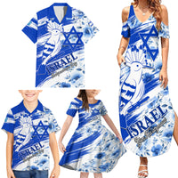 Israel Independence Day Family Matching Summer Maxi Dress and Hawaiian Shirt Hoopoe Bird With Magen David - Wonder Print Shop