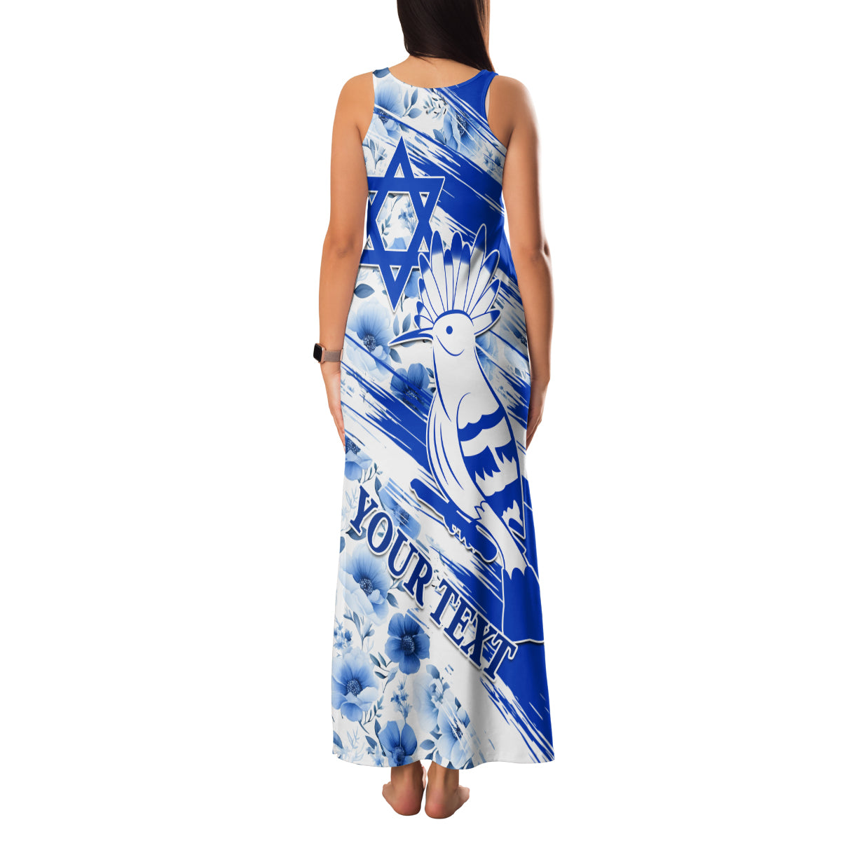 Israel Independence Day Family Matching Tank Maxi Dress and Hawaiian Shirt Hoopoe Bird With Magen David - Wonder Print Shop