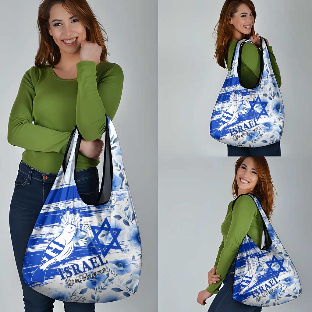 Israel Independence Day Grocery Bag Hoopoe Bird With Magen David