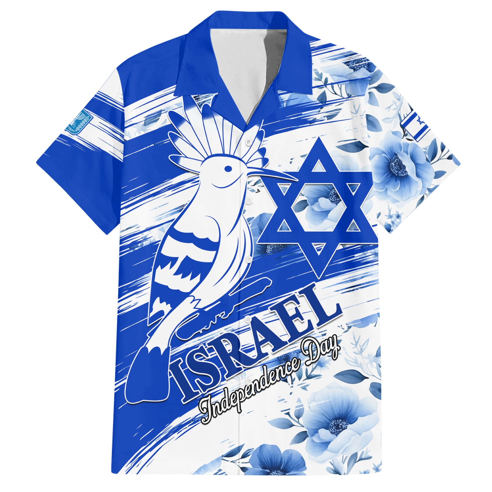 Israel Independence Day Hawaiian Shirt Hoopoe Bird With Magen David - Wonder Print Shop