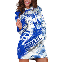 Israel Independence Day Hoodie Dress Hoopoe Bird With Magen David - Wonder Print Shop