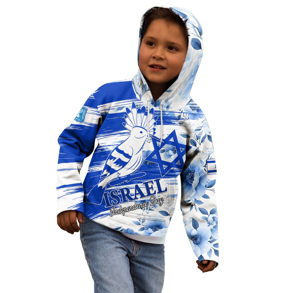 Israel Independence Day Kid Hoodie Hoopoe Bird With Magen David - Wonder Print Shop
