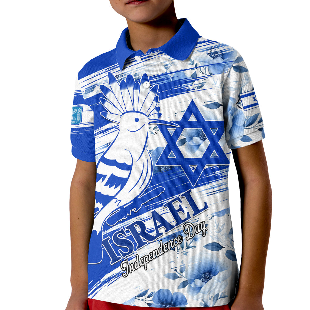 Israel Independence Day Kid Polo Shirt Hoopoe Bird With Magen David - Wonder Print Shop