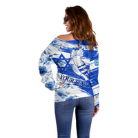 Israel Independence Day Off Shoulder Sweater Hoopoe Bird With Magen David - Wonder Print Shop