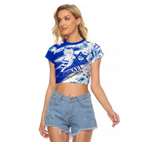 Israel Independence Day Raglan Cropped T Shirt Hoopoe Bird With Magen David - Wonder Print Shop