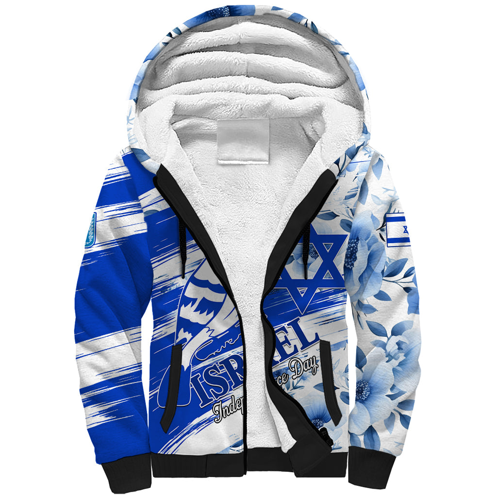 Israel Independence Day Sherpa Hoodie Hoopoe Bird With Magen David