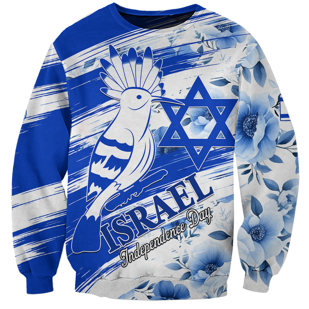 Israel Independence Day Sweatshirt Hoopoe Bird With Magen David - Wonder Print Shop