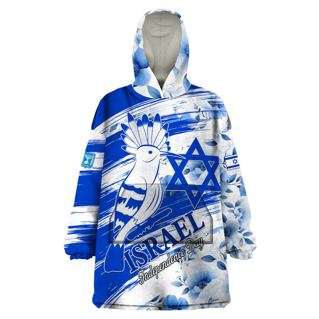 Israel Independence Day Wearable Blanket Hoodie Hoopoe Bird With Magen David - Wonder Print Shop