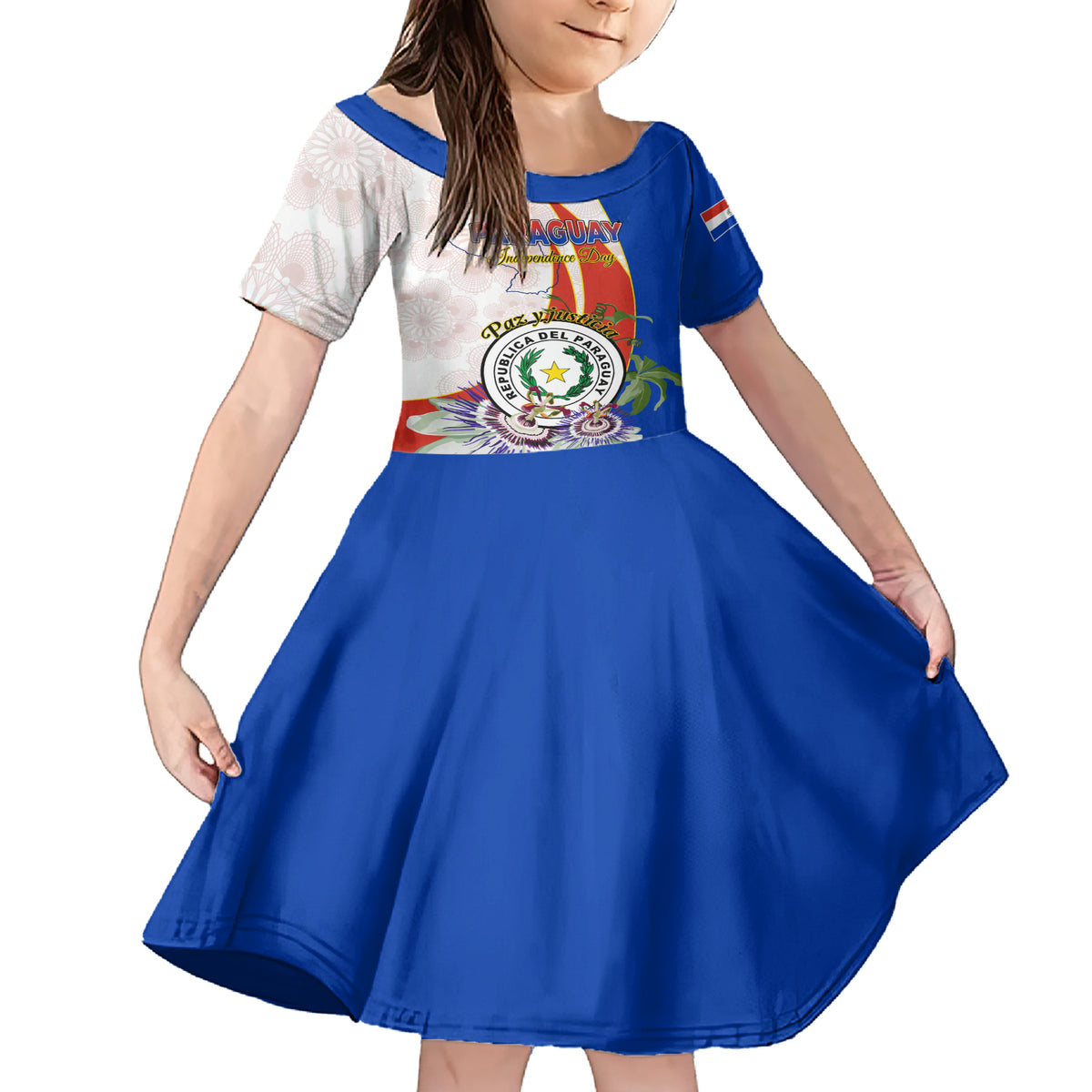 Paraguay Independence Day Family Matching Short Sleeve Bodycon Dress and Hawaiian Shirt Passion Flower Vintage Antique Naduti - Wonder Print Shop