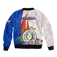 Paraguay Independence Day Sleeve Zip Bomber Jacket Passion Flower Vintage Antique Naduti - Wonder Print Shop