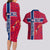 Norway Constitution Day Couples Matching Long Sleeve Bodycon Dress and Hawaiian Shirt Norge Folk Pattern Flag Style - Wonder Print Shop