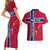 Norway Constitution Day Couples Matching Short Sleeve Bodycon Dress and Hawaiian Shirt Norge Folk Pattern Flag Style - Wonder Print Shop