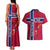 Norway Constitution Day Couples Matching Tank Maxi Dress and Hawaiian Shirt Norge Folk Pattern Flag Style - Wonder Print Shop
