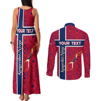Norway Constitution Day Couples Matching Tank Maxi Dress and Long Sleeve Button Shirt Norge Folk Pattern Flag Style - Wonder Print Shop