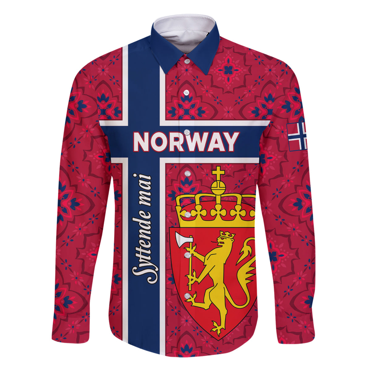 Norway Constitution Day Family Matching Off Shoulder Maxi Dress and Hawaiian Shirt Norge Folk Pattern Flag Style - Wonder Print Shop