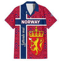 Norway Constitution Day Family Matching Off Shoulder Short Dress and Hawaiian Shirt Norge Folk Pattern Flag Style - Wonder Print Shop