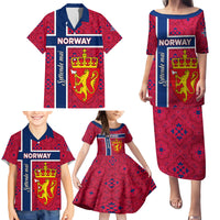 Norway Constitution Day Family Matching Puletasi and Hawaiian Shirt Norge Folk Pattern Flag Style - Wonder Print Shop
