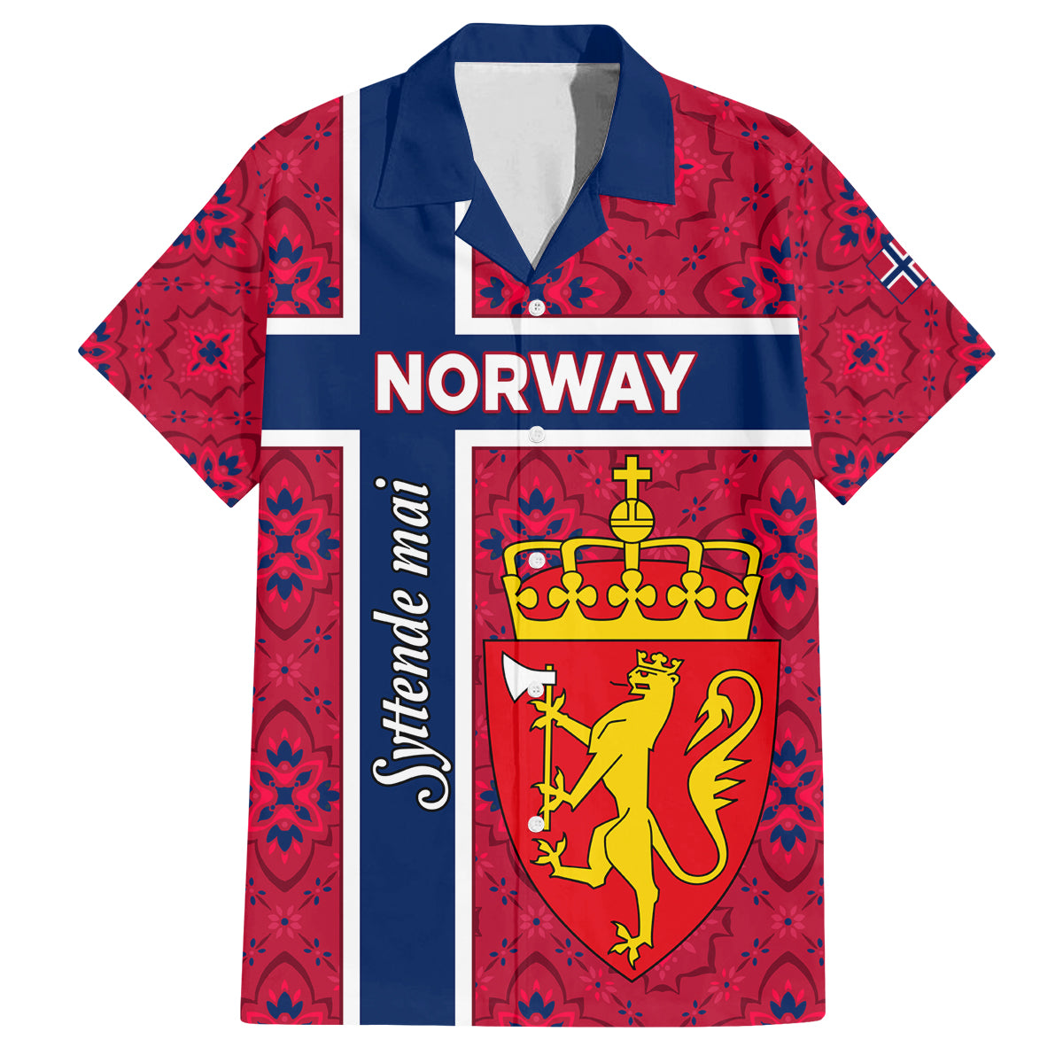 Norway Constitution Day Family Matching Puletasi and Hawaiian Shirt Norge Folk Pattern Flag Style - Wonder Print Shop