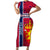 Norway Constitution Day Family Matching Short Sleeve Bodycon Dress and Hawaiian Shirt Norge Folk Pattern Flag Style - Wonder Print Shop